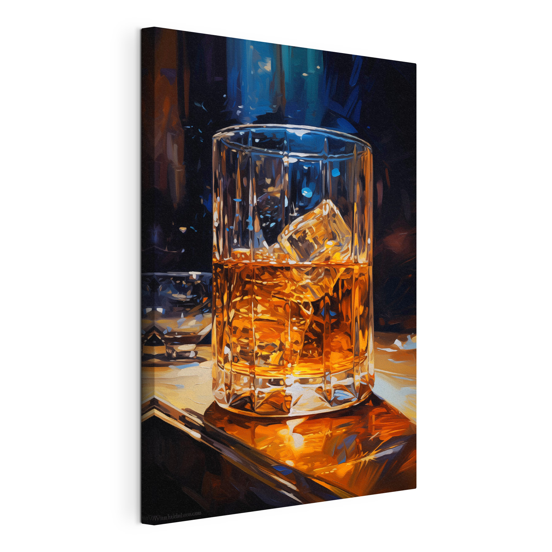 Glass of amber liquid with ice cubes Glass of amber liquid with ice cubes