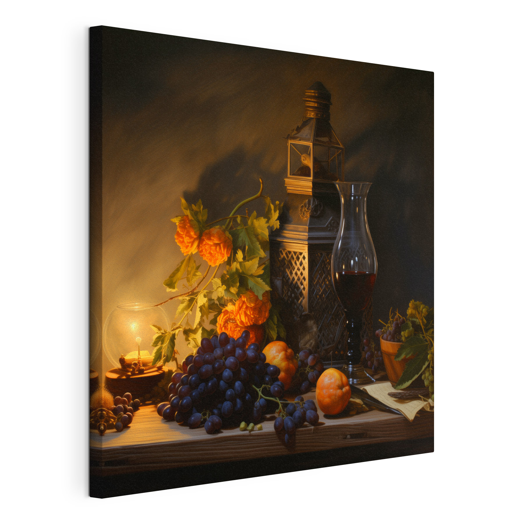 Still life with fruits and a candle Still life with fruits and a candle