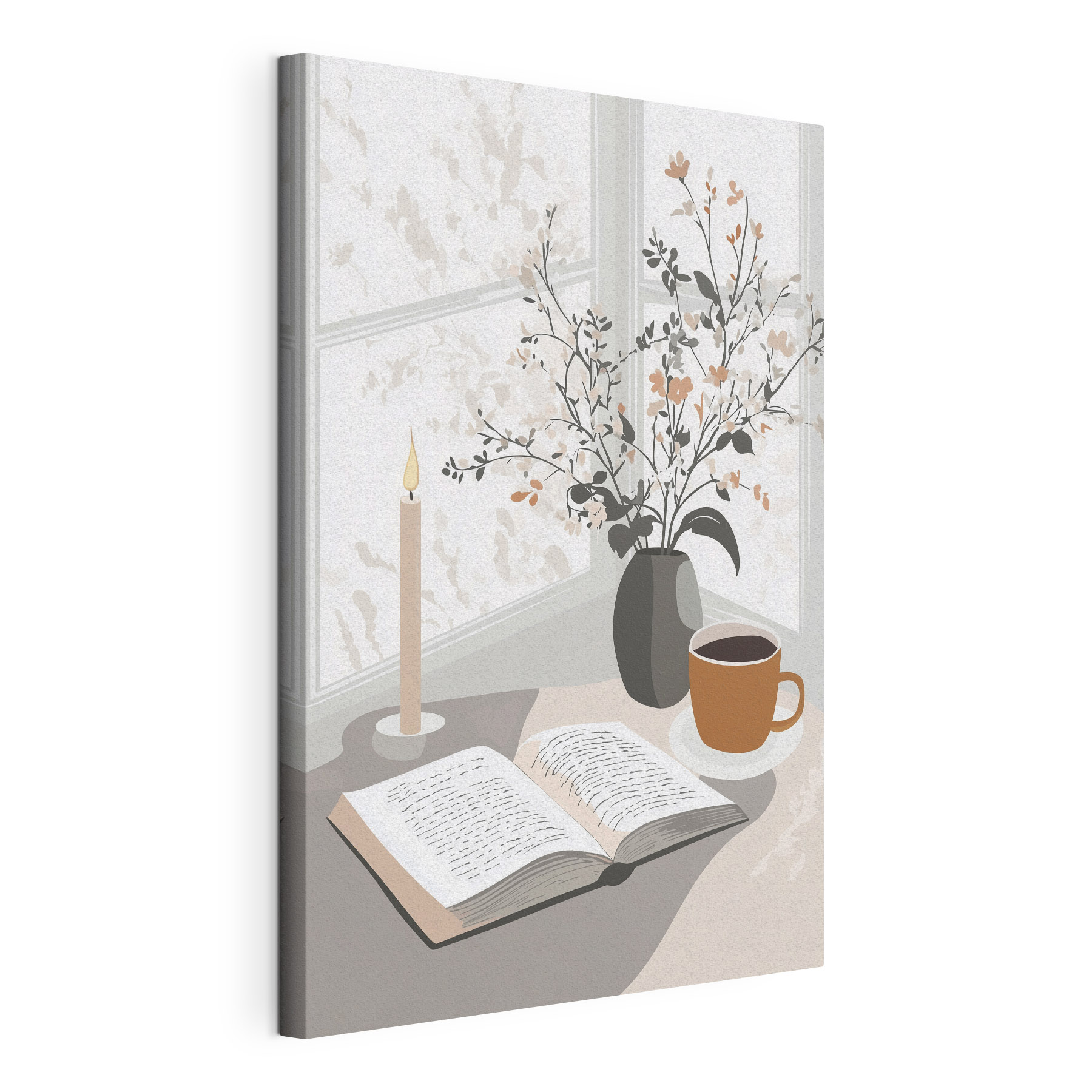 Book and a cup of coffee on a table