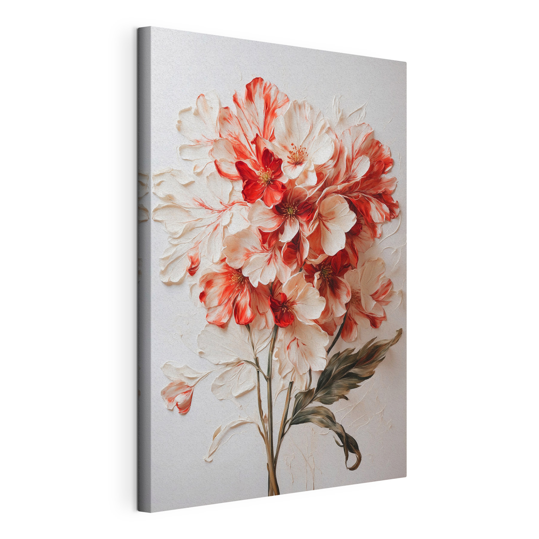 Painting of flowers on a white surface Painting of flowers on a white surface