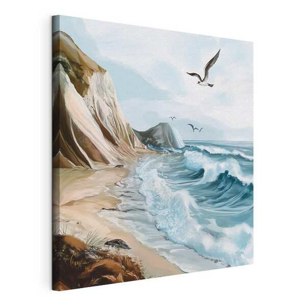 Cuadros Cuadros Una gaviota sobrevolando una playa (SKU: s44222)