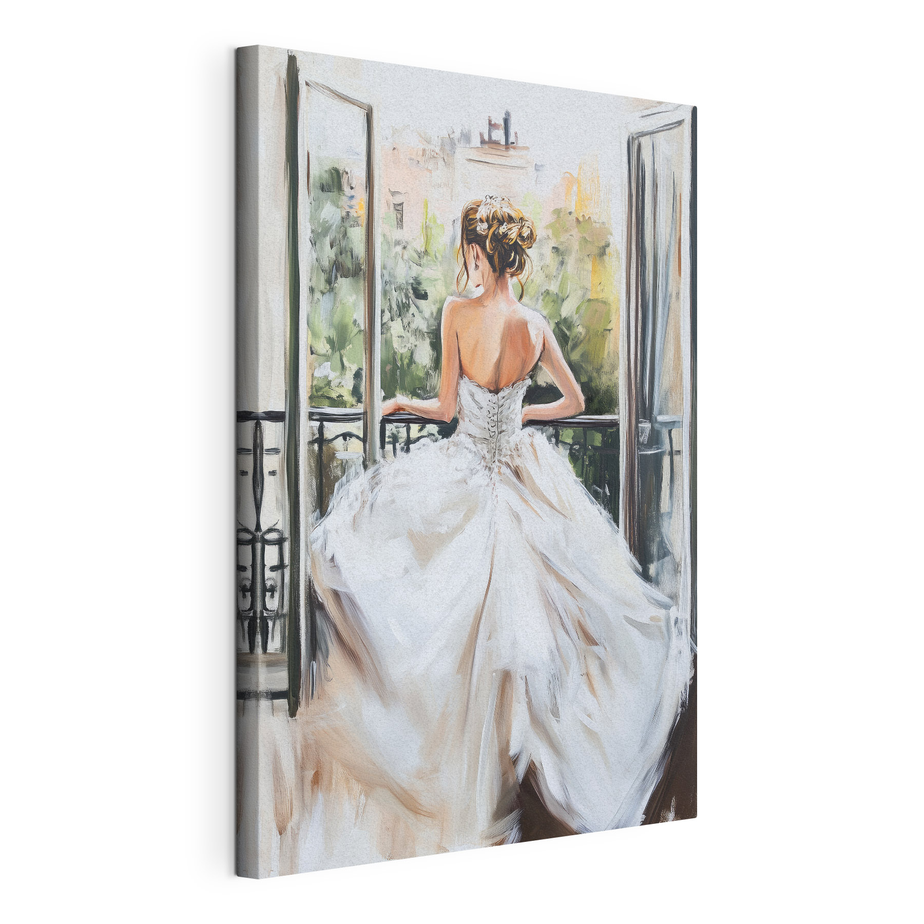 Painting of a woman in a white dress Painting of a woman in a white dress