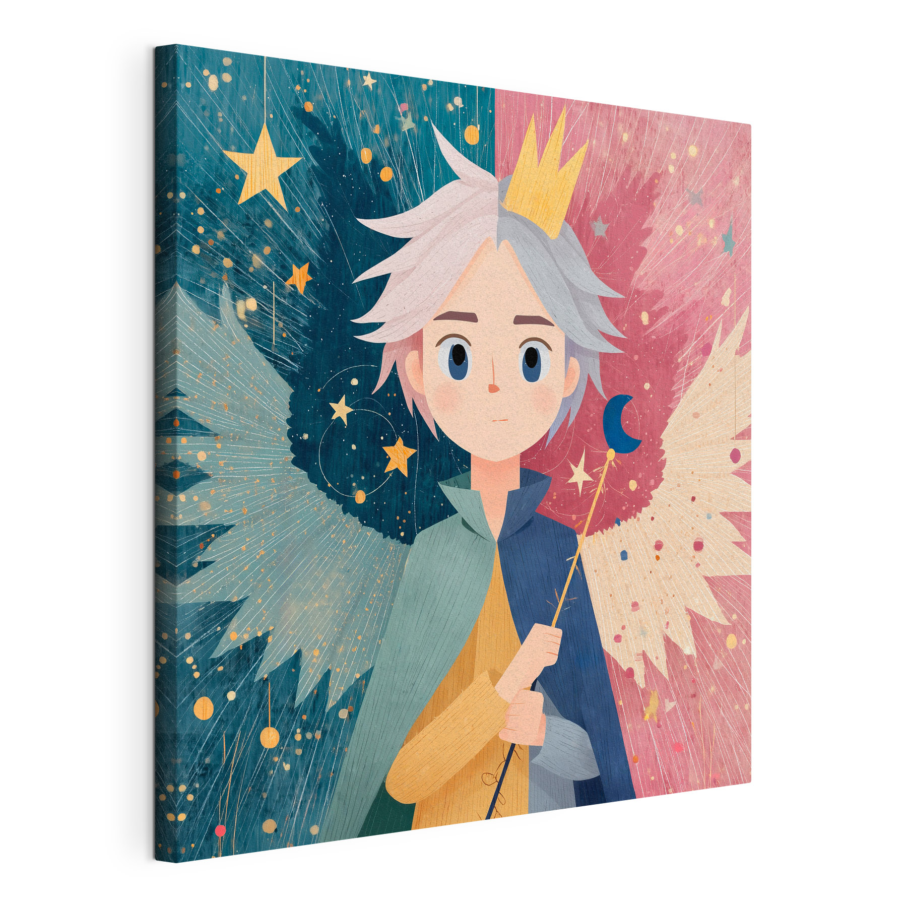 Cartoon of a boy with wings and a crown Cartoon of a boy with wings and a crown