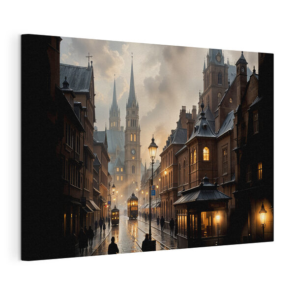 Cuadros Calle con edificios y un tren (SKU: s40604) Cuadros Cuadros Calle con edificios y un tren (SKU: s40604)