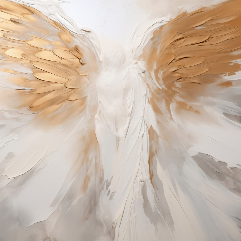 White and brown angel wings