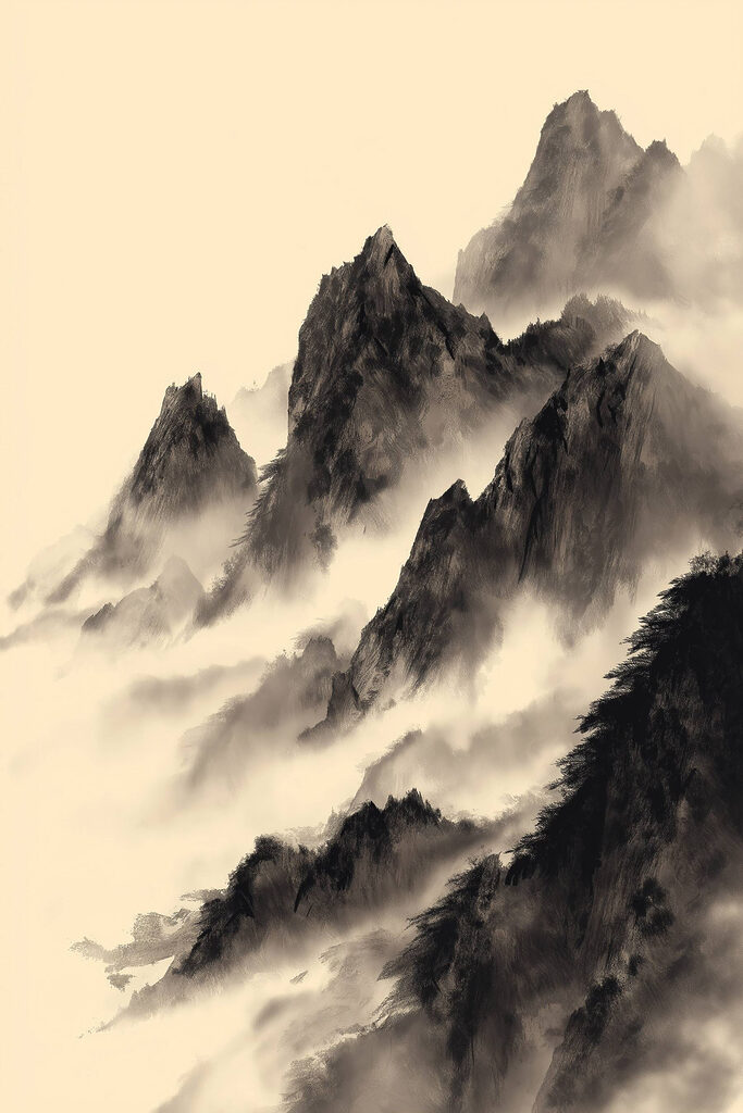 Mountain range with fog