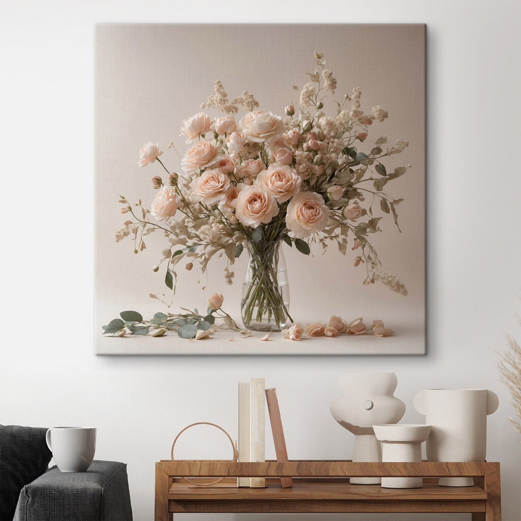 Vase of flowers on a white surface