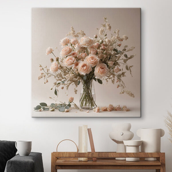 Vase of flowers on a white surface