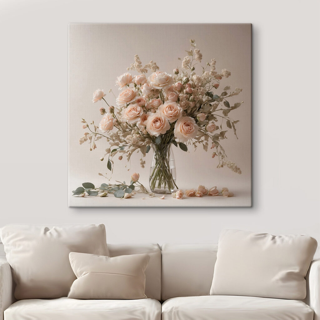 Vase of flowers on a white surface