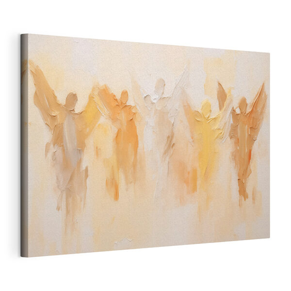 Group of angels painted on a wall