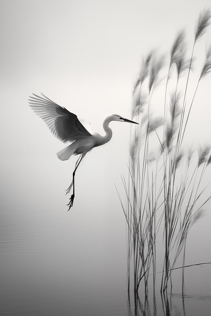 Bird flying over water