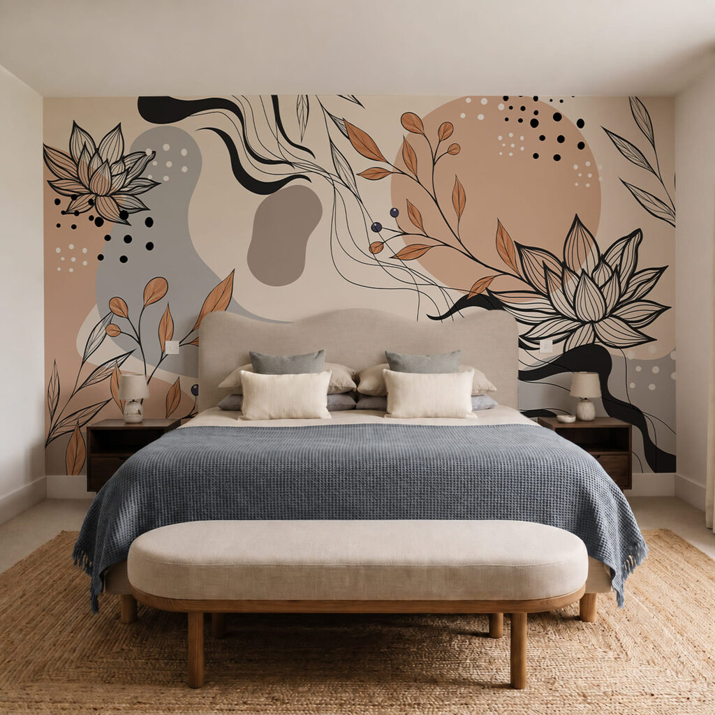 Dibujo de flores y hojas