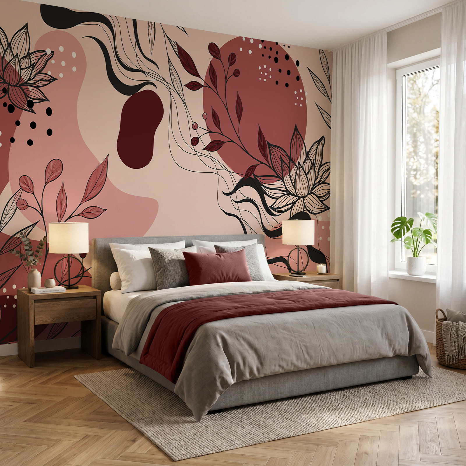 Diseño floral abstracto en tonos suaves