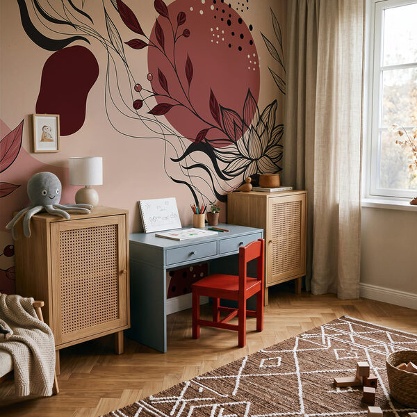 Diseño floral abstracto en tonos suaves