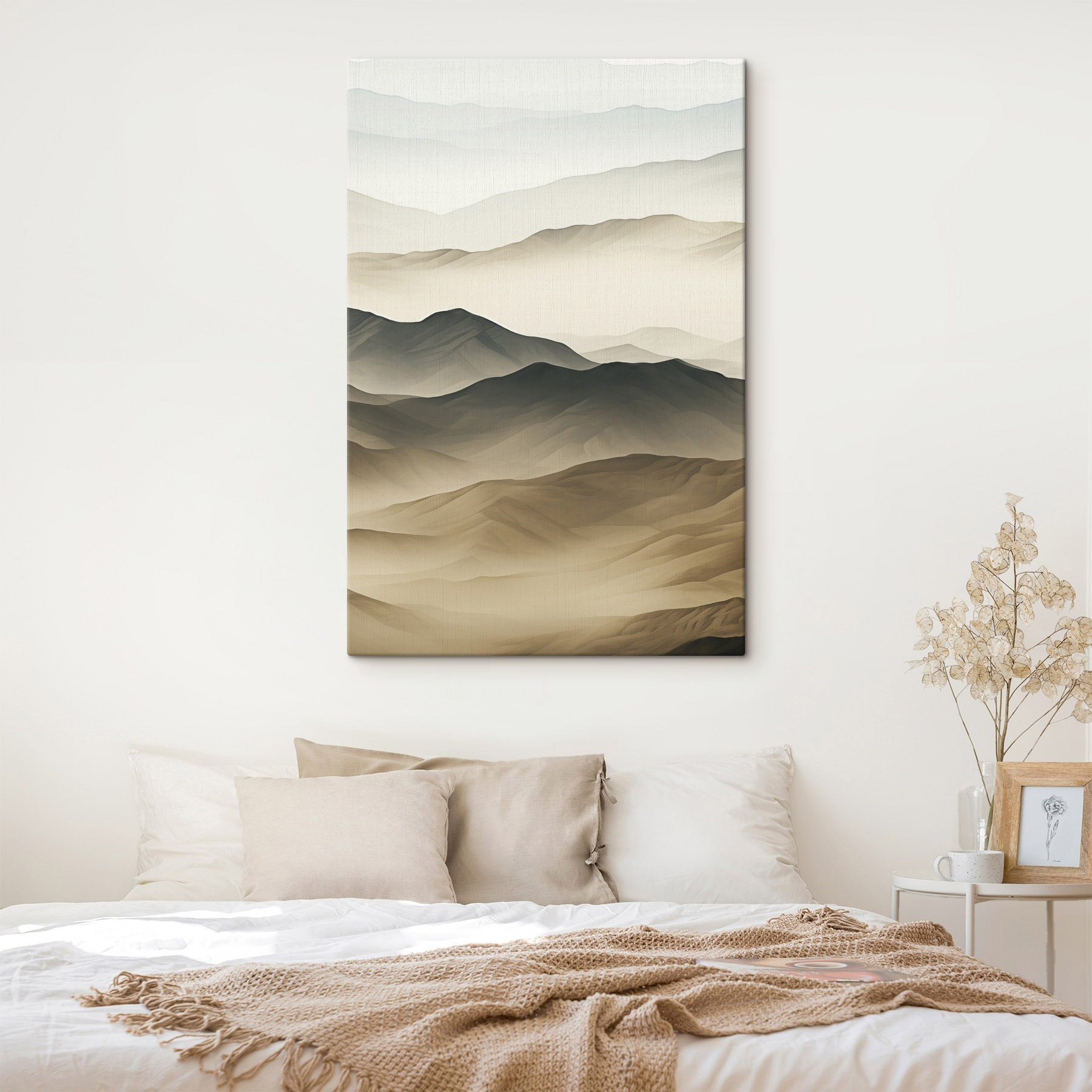 Landscape of mountains with fog