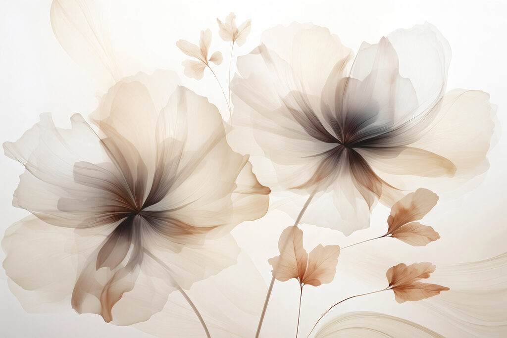 Soft, delicate flowers in warm hues