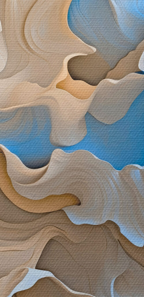 White and blue swirls
