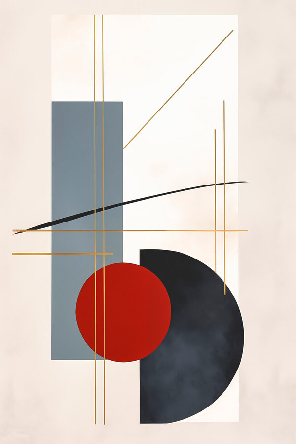Red circle and blue rectangles and lines