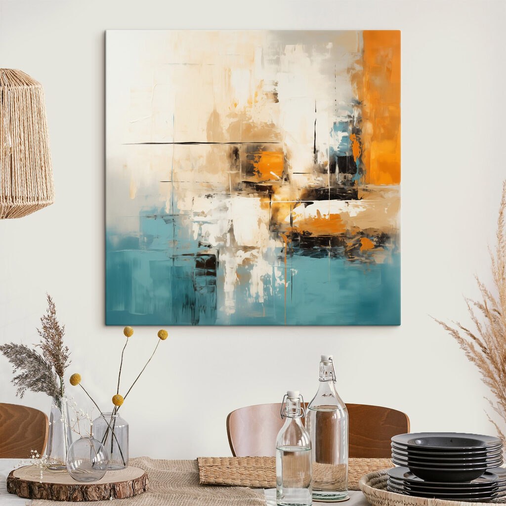 Painting of a blue and orange color