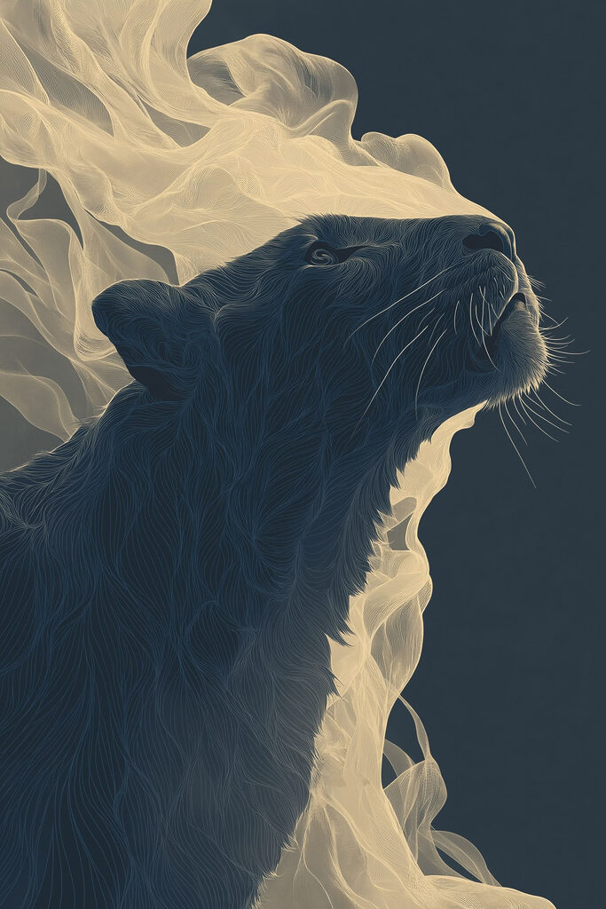 Black panther with white lines