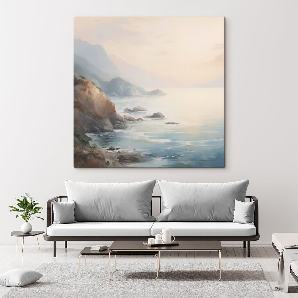 Painting of a rocky beach