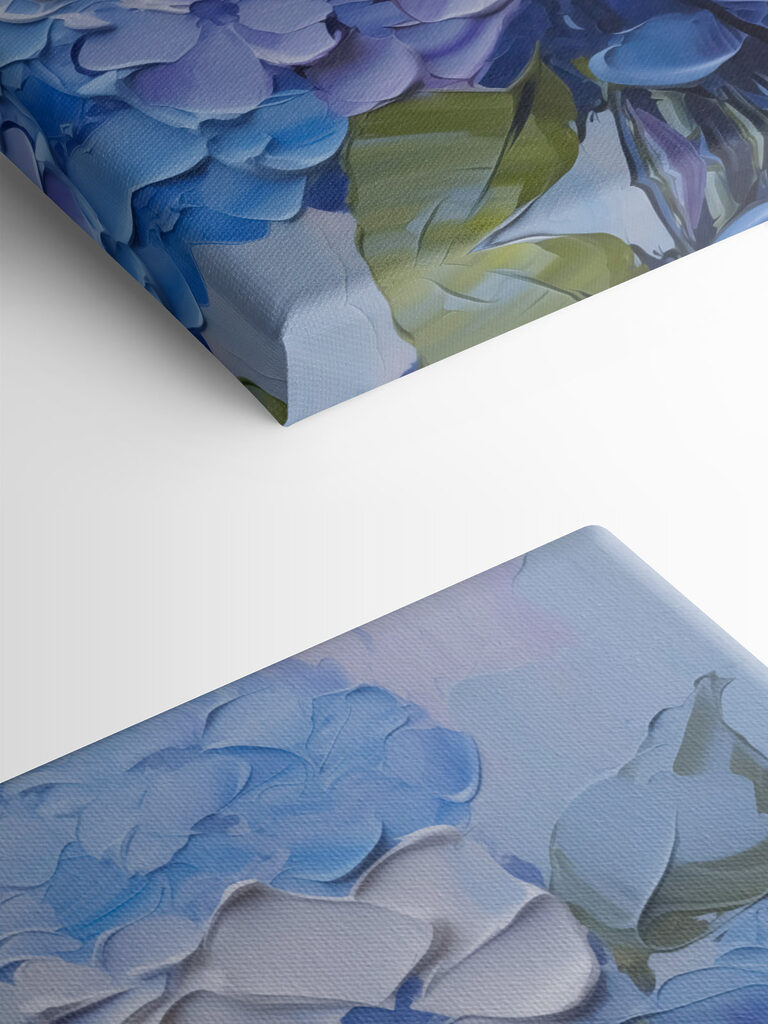 Painting of flowers on a white surface