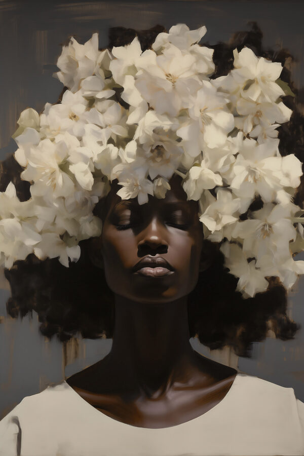 Woman with flowers on her head
