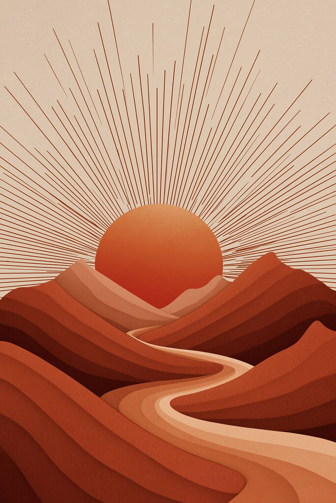 Sun rising over a mountain