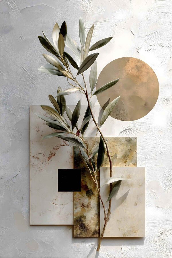Plant with leaves on a white surface