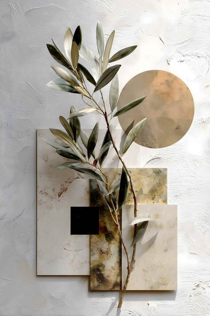 Plant with leaves on a white surface