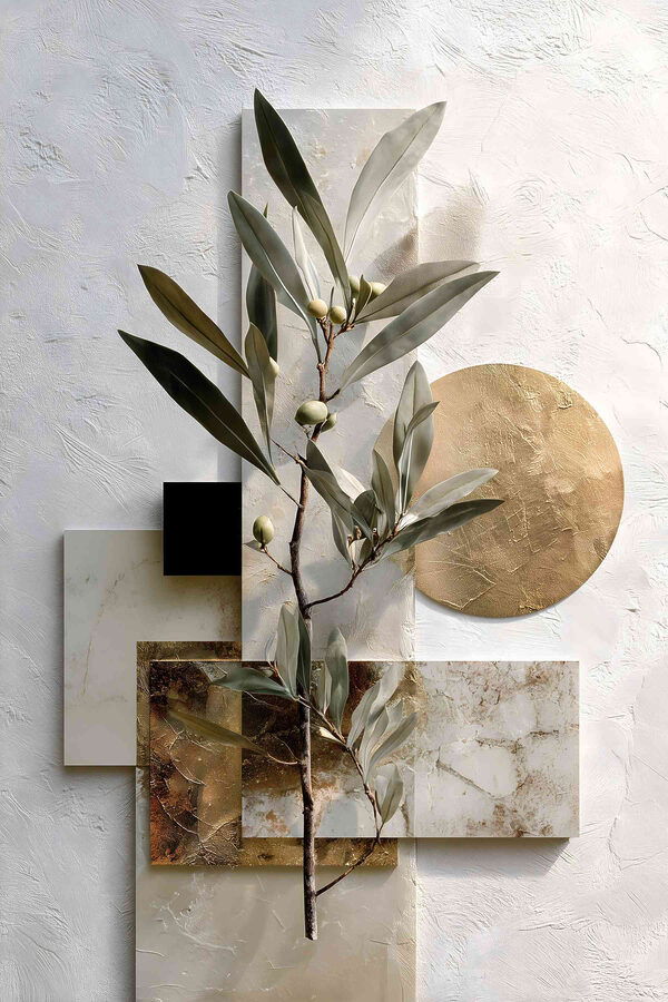 Plant with leaves and geometric shapes Plant with leaves and geometric shapes