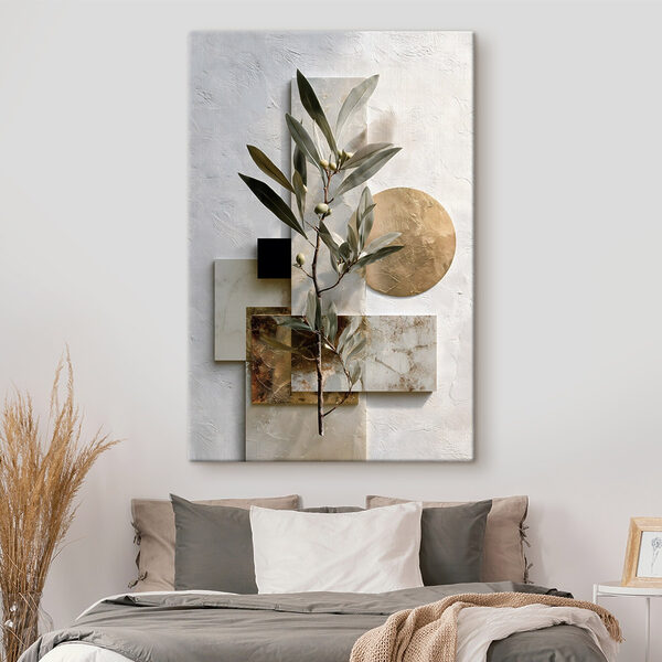 Plant with leaves and geometric shapes Plant with leaves and geometric shapes