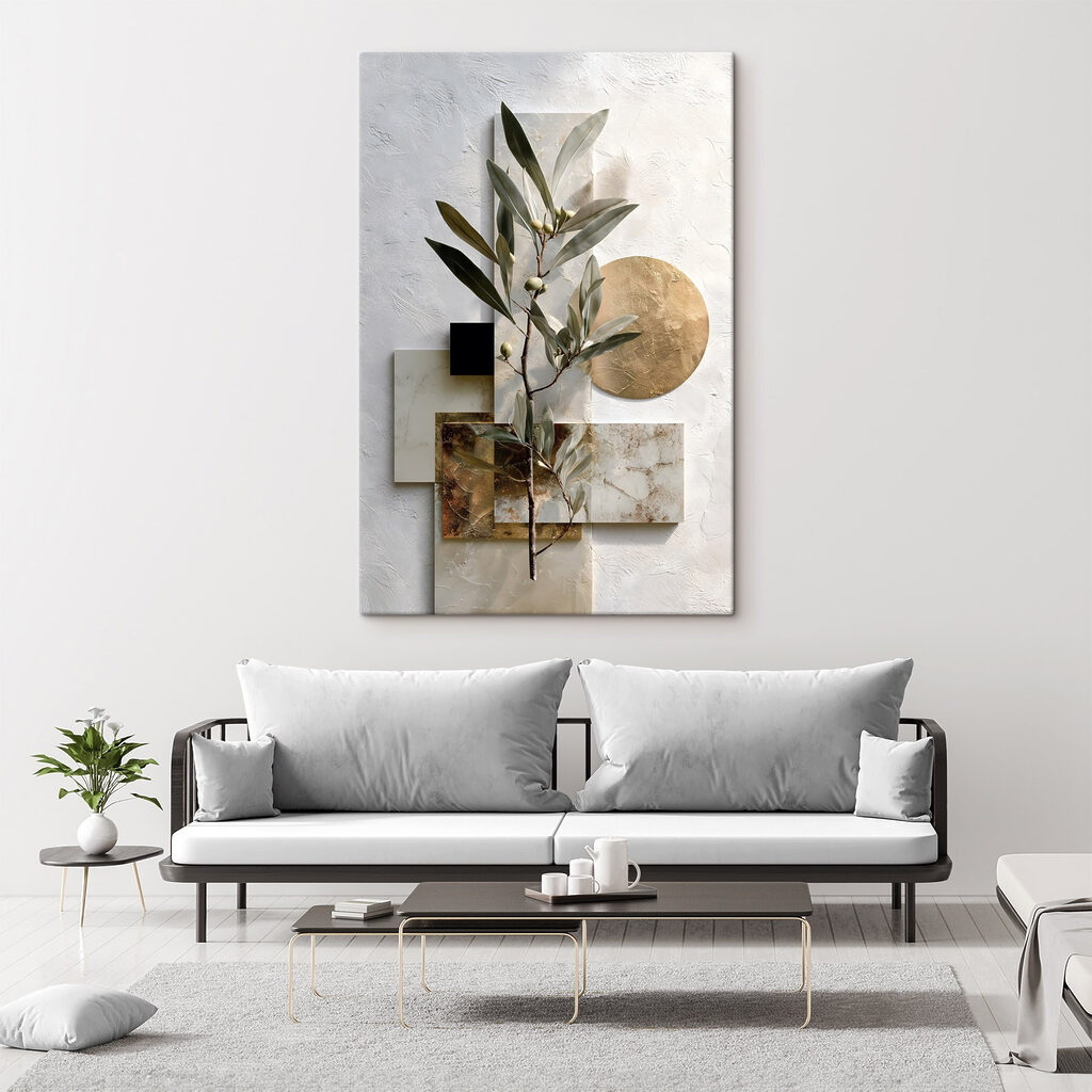 Plant with leaves and geometric shapes Plant with leaves and geometric shapes