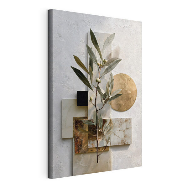 Cuadros Planta con hojas y formas geométricas (SKU: s49555) Cuadros Cuadros Planta con hojas y formas geométricas (SKU: s49555)