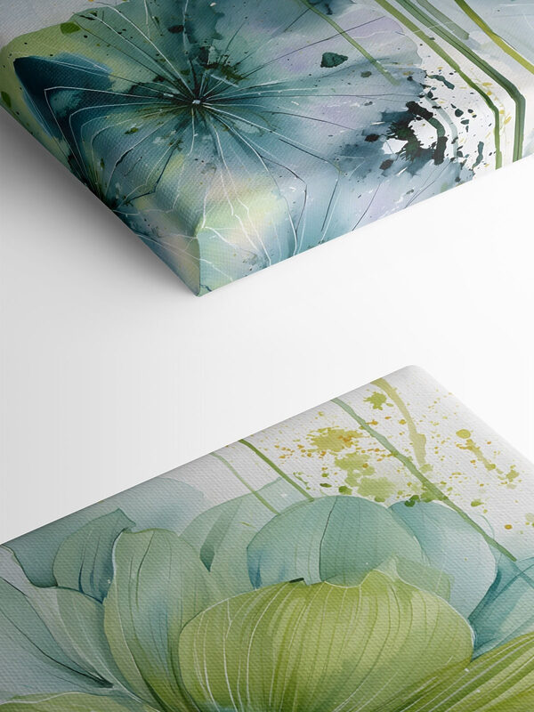 Painting of green and blue leaves