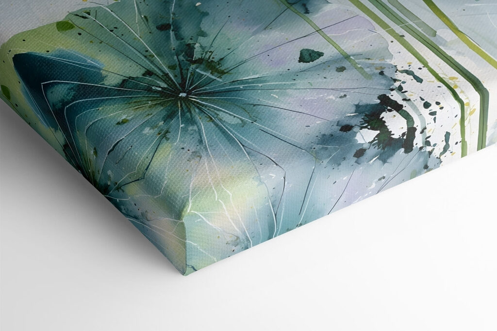 Painting of green and blue leaves