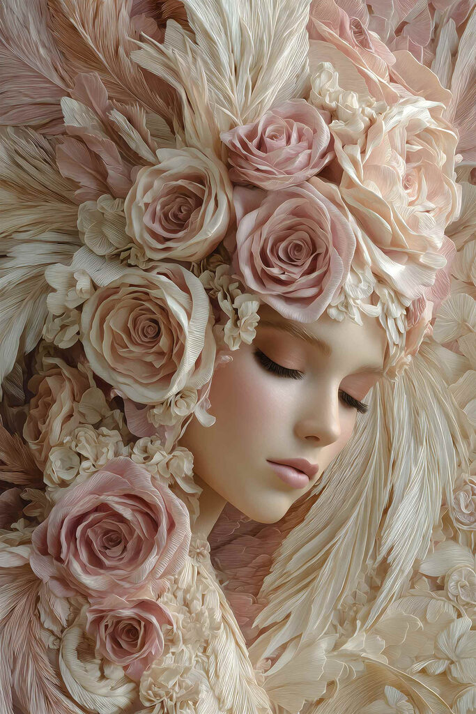 Mannequin with flowers in her hair Mannequin with flowers in her hair
