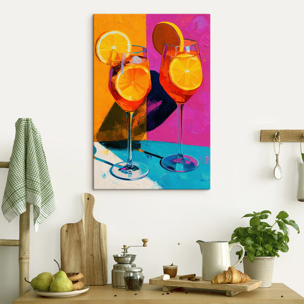 Cuadros Cuadros Dos vasos de zumo de naranja con rodajas de limón (SKU: s49607)
