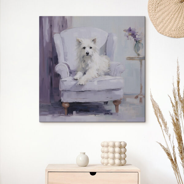 Cuadros Cuadros Perro sentado en una silla (SKU: s49596)