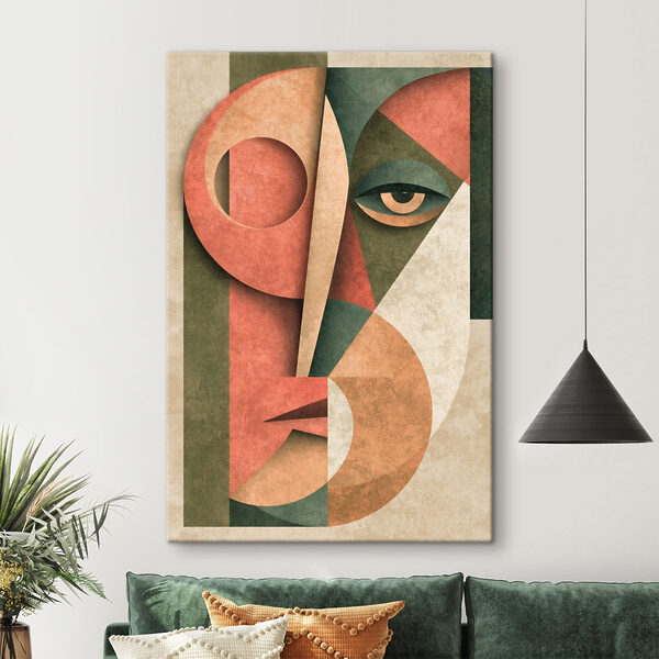 Cuadros Cuadros Obra de arte colorida que representa un rostro (SKU: s49419)