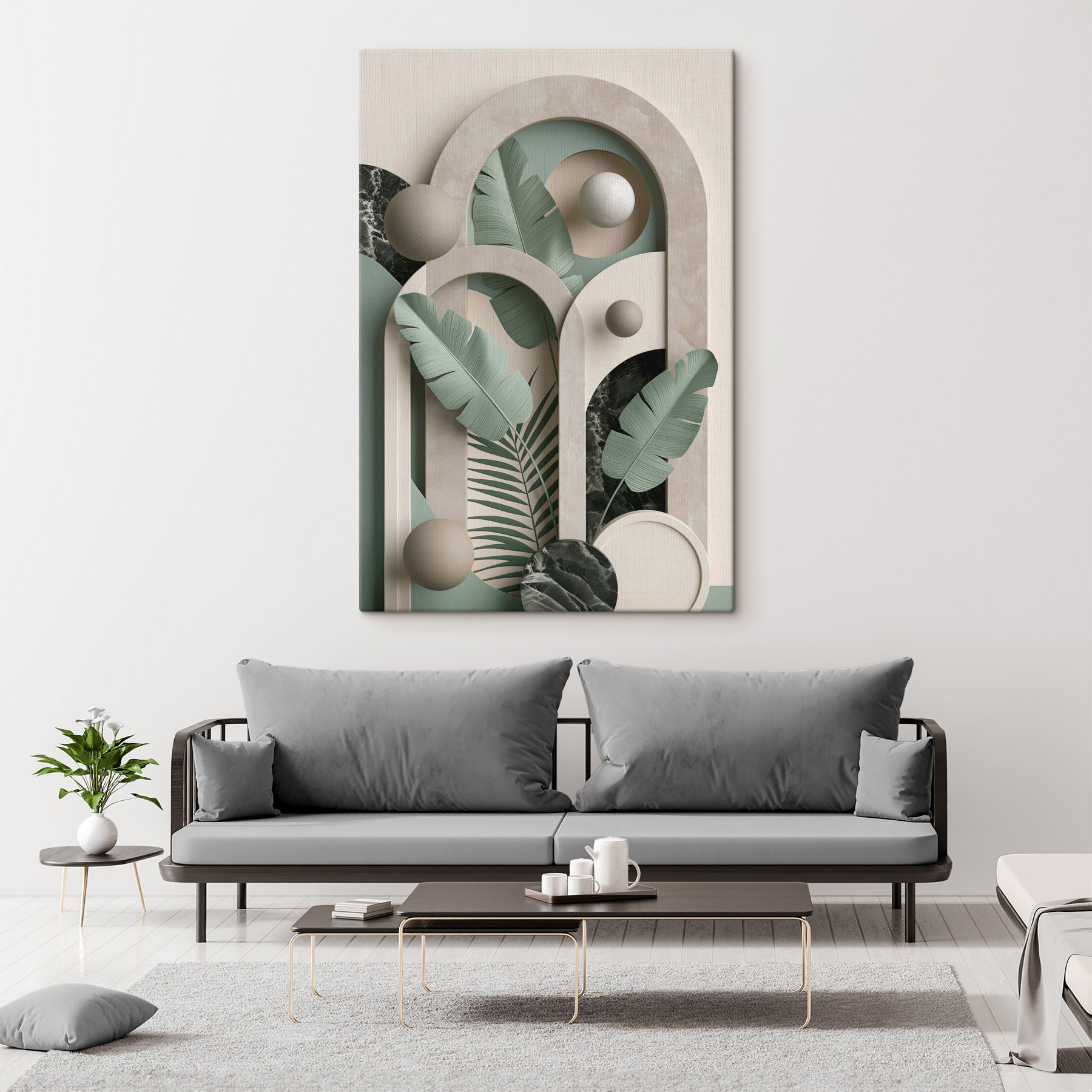 Artwork of a plant with leaves and balls