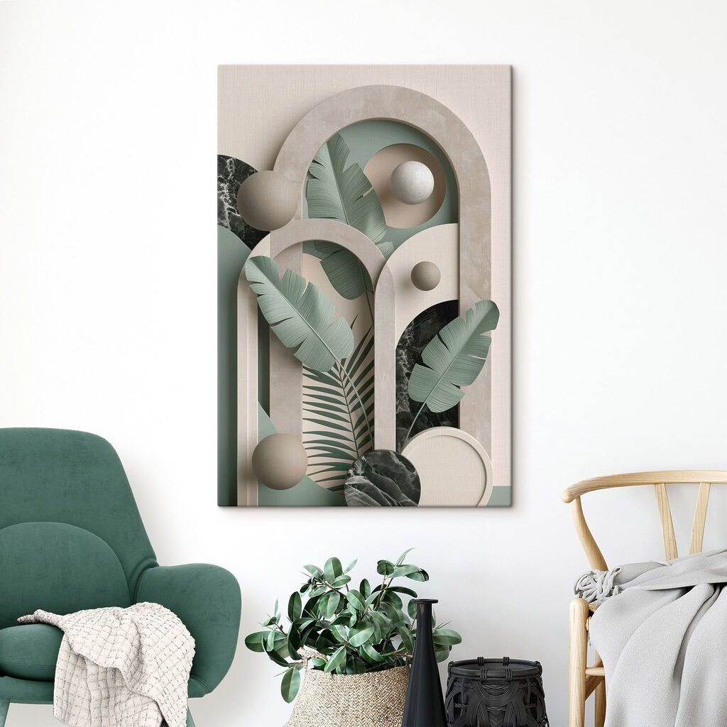 Artwork of a plant with leaves and balls