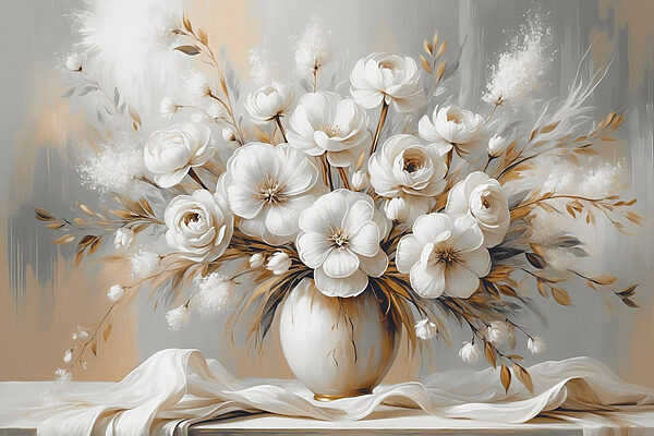 Painting of flowers in a vase