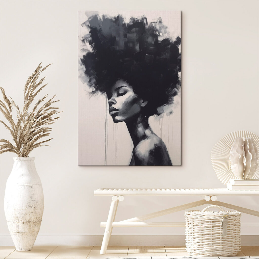 Painting of a woman with a big afro