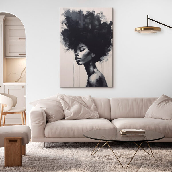 Painting of a woman with a big afro