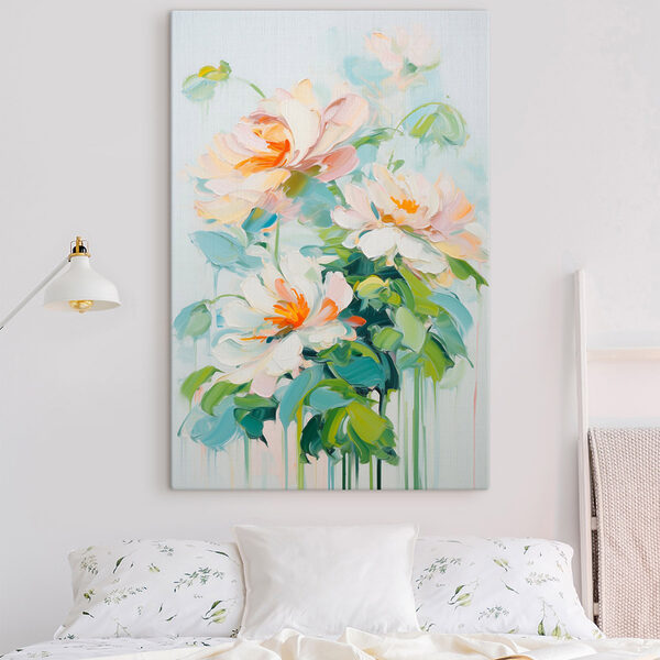 Cuadros Pintura de flores sobre una superficie blanca