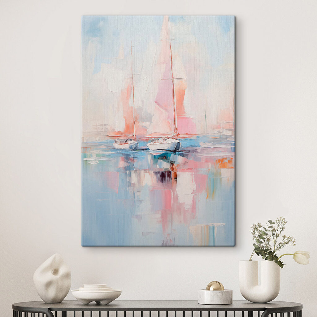 Painting of boats on water