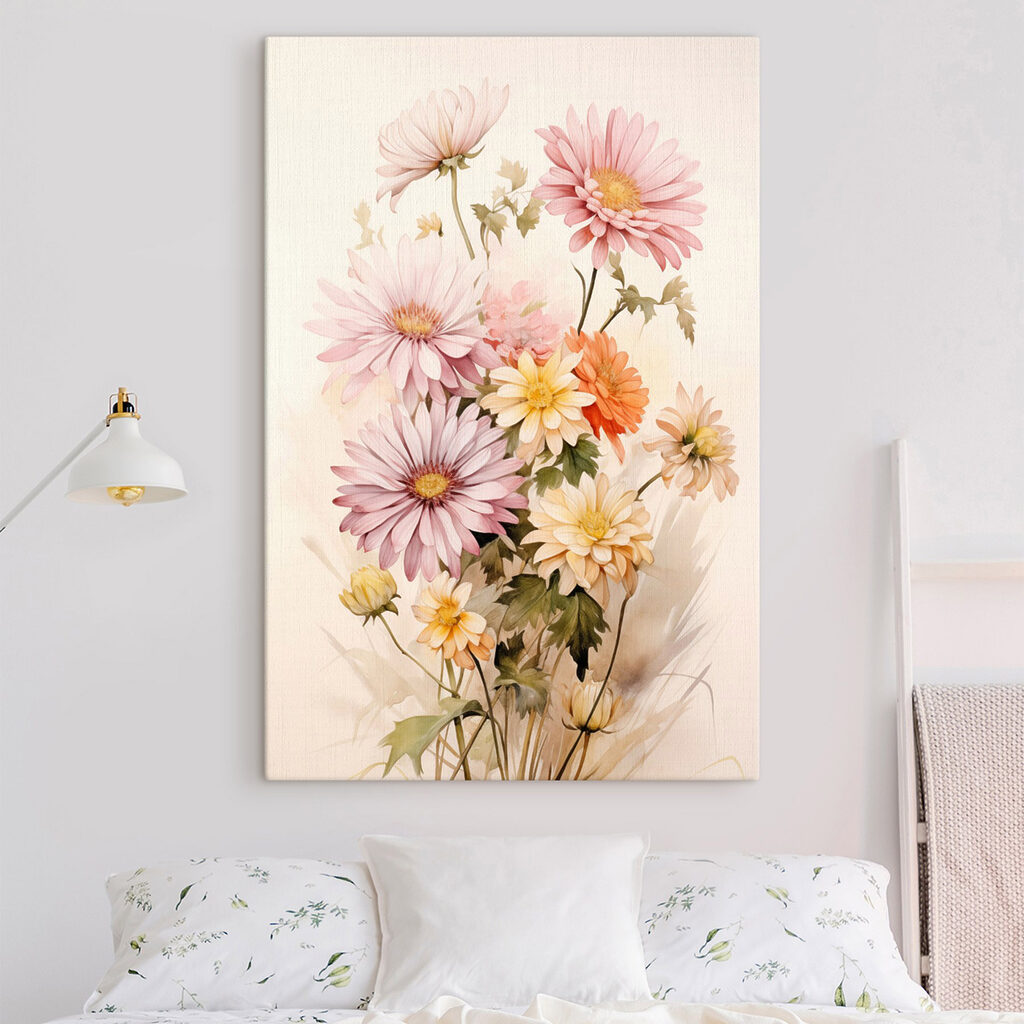 Painting of flowers on a white background Painting of flowers on a white background