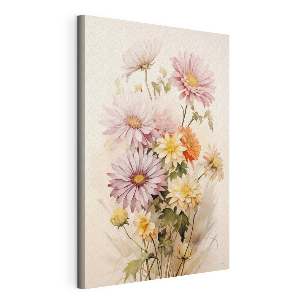 Painting of flowers on a white background Painting of flowers on a white background