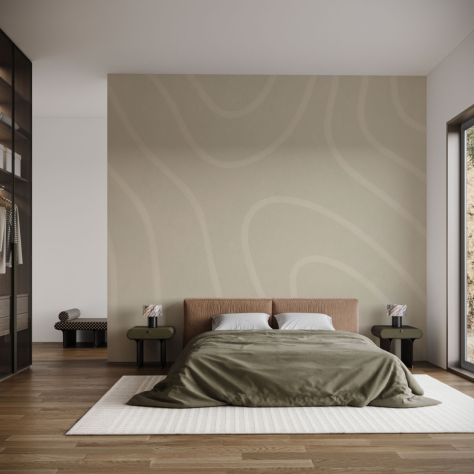 Diseño ondulado en blanco y beige